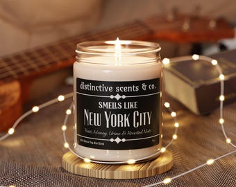 Scented Soy Candle, 9oz - New York City Vibes, Personalized, Urban Musk, Rats, Urine, Garbage, Subways, Roasted Chestnuts, Gift for City