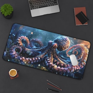 Octopus, ocean desk mat, underwater octopi mousepad, office decor, desk accessories, office accessories, sea theme, ocean theme mousepad