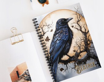 Crows personalized Spiral Notebook - Ruled Line, birds, black birds, customized journal, personalized notebook, gift for bird lover