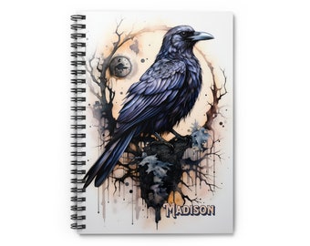 Crow, gothic, Spiral Notebook, Ruled, back to school, gift for bird lovers, Christmas present, Crows, journal, ornithology, crows notebook