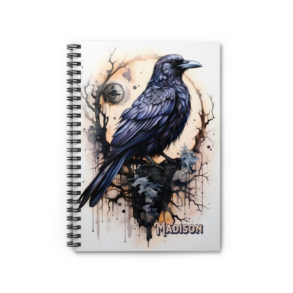 Crow, gothic, Spiral Notebook, Ruled, back to school, gift for bird lovers, Christmas present, Crows, journal, ornithology, crows notebook