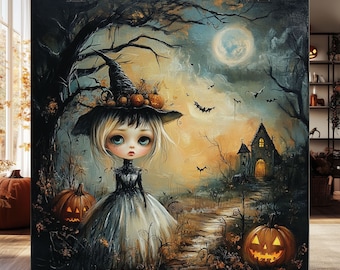 All hallows eve print, Ghostly Wall Art, Halloween Print, Halloween, boho art print, Witch Art, Witchy Gift, Spooky art,Matte Square Poster