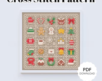 クロスステッチキット。アドベントカレンダー、Hello Christmas、刺繍