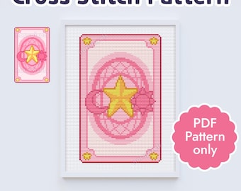 Sakura Clow Card Cross Stitch Pattern PDF | Magic Girl Cross Stitch PDF | Kawaii Cross Stitch