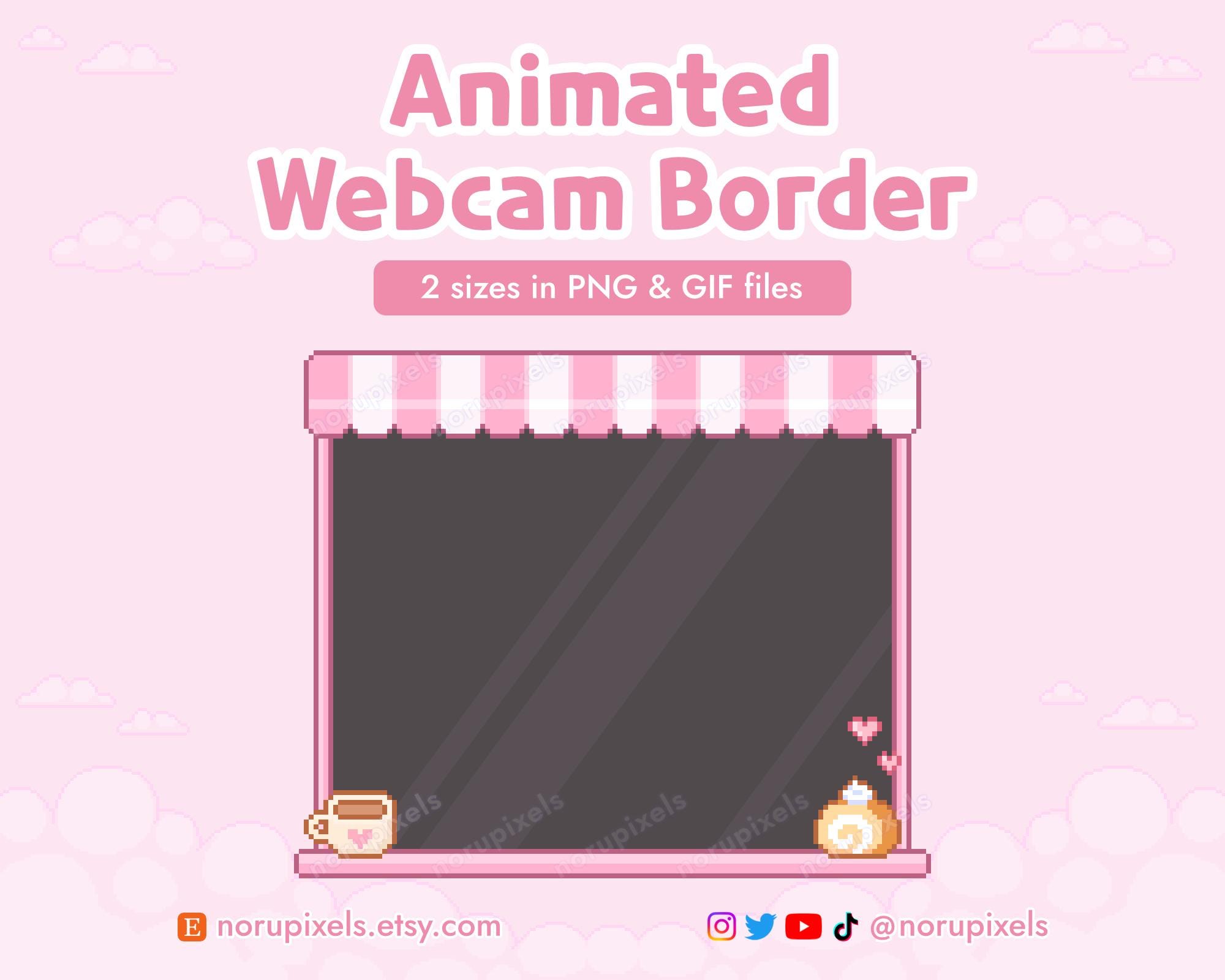 Pink Coffee Cafe Webcam Overlay | Animated Kawaii Webcam Border for ...