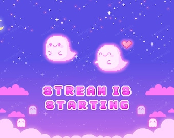 Glowing Pink Ghost Stream Screens | Animated Halloween Stream Overlay for Twitch Scenes