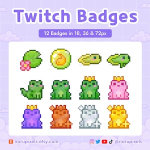 12 Pixel Frog Twitch Sub Badges | Frog Bit Badges |  Premade badges for Twitch streams