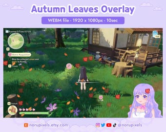 Fall Leaves Full Screen Twitch Stream overlay with Transparent Background | Pixel Autumn Stream Decoration