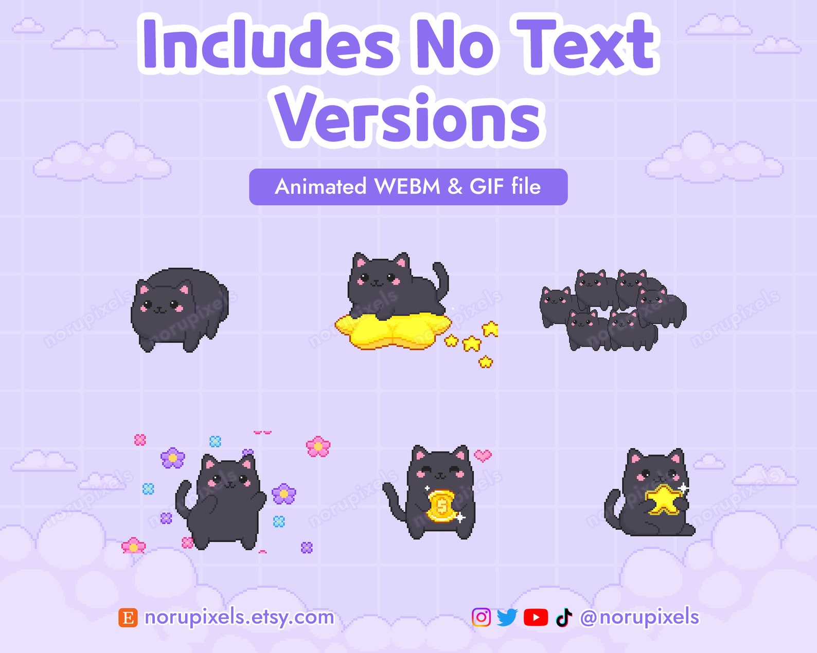 Animated Black Cat Twitch Stream Alerts Pack | Stream New Subscriber ...