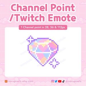 Pastel Aesthetic Diamond Pixel for Twitch Channel Points Icon | Crystal Sparkles Premade Twitch Emote for Twitch Streams | 8 bit Pixel Art