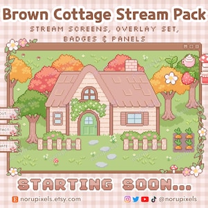Fall Cottagecore Twitch Stream Pack | Autumn Cottage stream Overlay, Badges, Panels | Vtuber Friendly