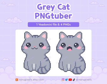 Grey Tabby Cat PNGtuber Veadotube Mini for Twitch Stream OBS Discord | Kitten PNG tuber