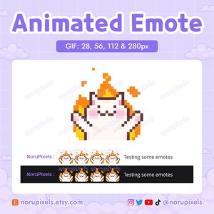 Animated White Cat Fire Emote for Twitch Stream | Let it burn Hellmo Cat Twitch Emotes