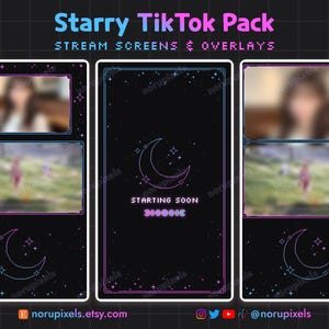 Celestial Starry Tiktok Stream Pack | Black Tiktok Live Stream Overlays | Vertical overlay for OBS Tiktok Live