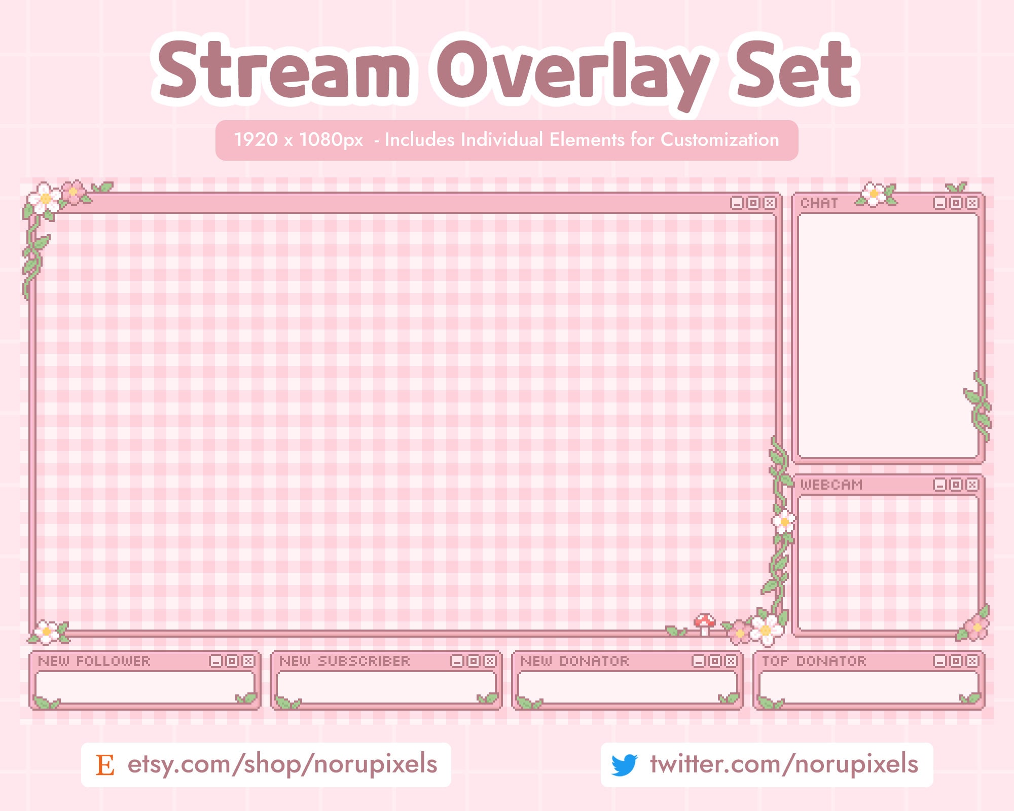 Photo inspiration: Pink Cottagecore Stream Overlay Set For Twitch Photo Inspiration