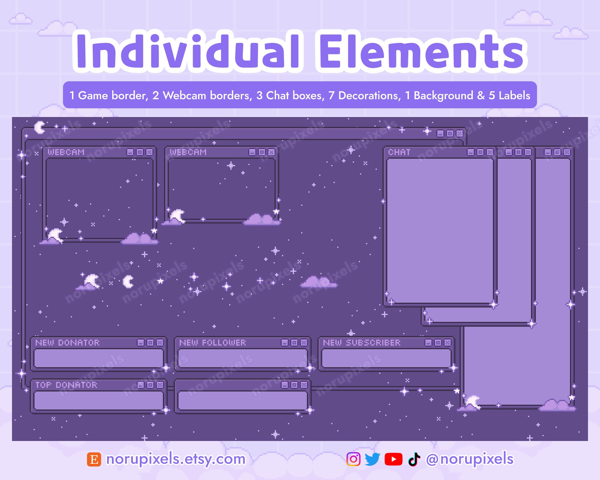 Celestial Purple Moon Twitch Stream Pack | Celestial Moon Stream ...