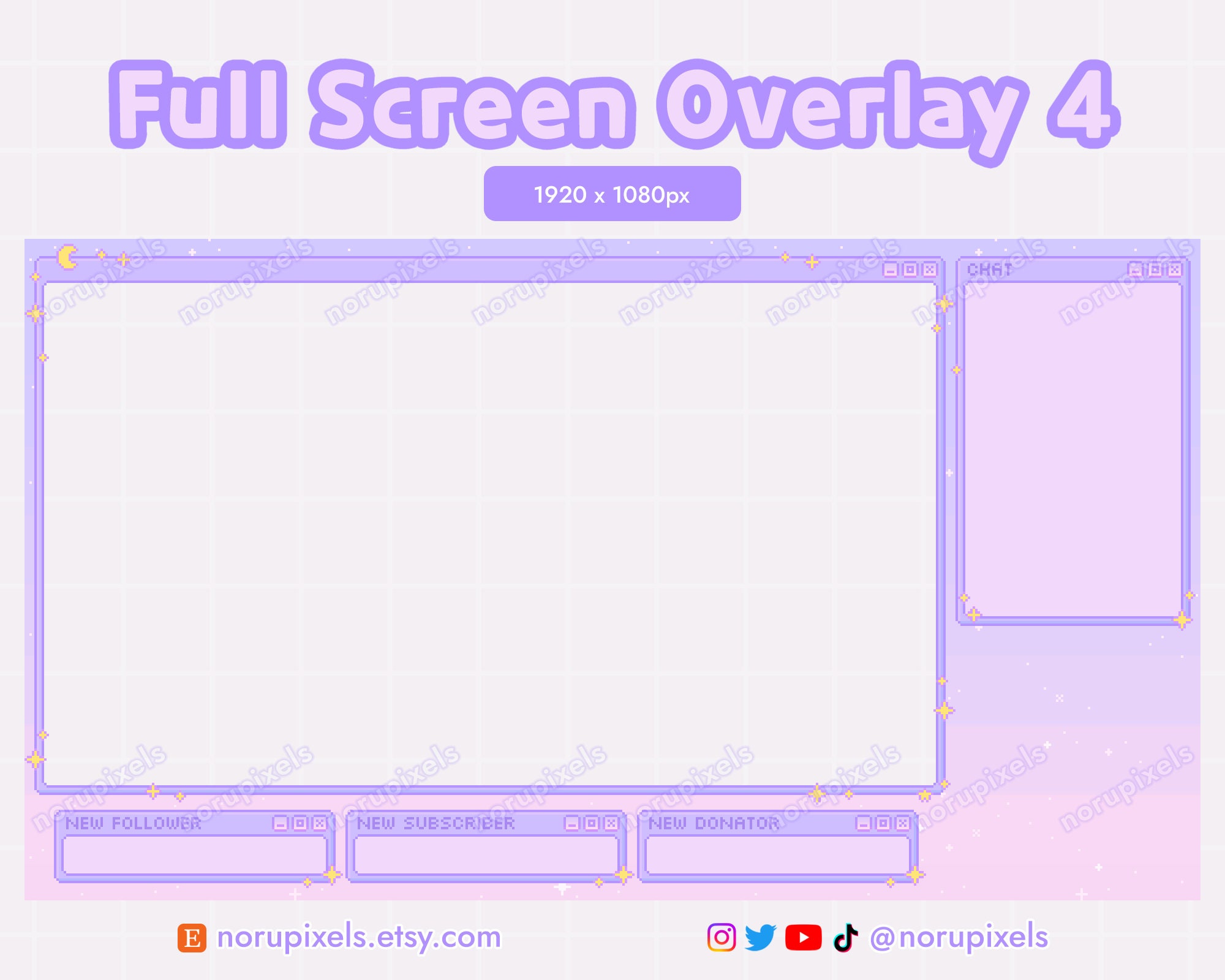 Customizeble Overlays Kawaii Dreamy Pastel Twitch Stream Overlay Set | Kawaii Pixel Webcam ...