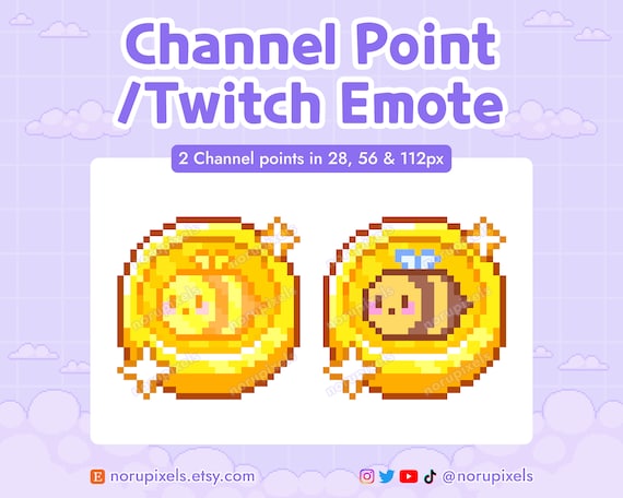 Cute Bee Pixel Coin Sparkles Token for Twitch Channel Points Icon