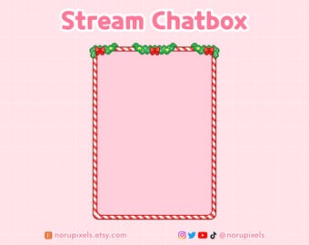 Christmas Candy Cane Chat Box Stream Overlay | Christmas Vtuber Just Chatting Stream Graphic