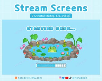 Cute Frog Animated Stream Screens | Frog Stream Starting Overlay | Frog Twitch Offline Banner
