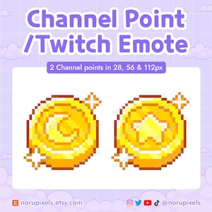 Gold Moon Star Pixel Coin Sparkles Token for Twitch Channel Points Icon | Coin Twitch Premade Emote for Twitch Streams | 8 Bit Pixel Art
