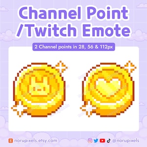 Gold Bunny Heart Pixel Coin Sparkles Token for Twitch Channel Points Icon | Coin Premade Twitch Emote for Twitch Streams | 8 Bit Pixel Art