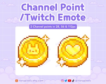 Gold Bunny Heart Pixel Coin Sparkles Token for Twitch Channel Points Icon | Coin Premade Twitch Emote for Twitch Streams | 8 Bit Pixel Art