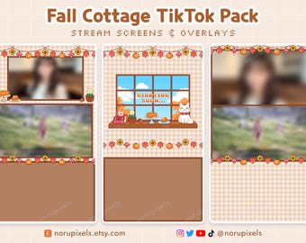 Autumn Leaves Pumpkin Tiktok Stream Pack | Cute Fall Tiktok stream Overlays | Vertical overlay for OBS Tiktok Live