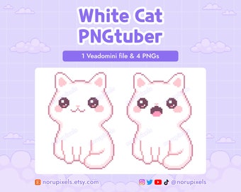 White Cat PNGtuber Veadotube Mini for Twitch Stream OBS Discord | Kitten PNG tuber
