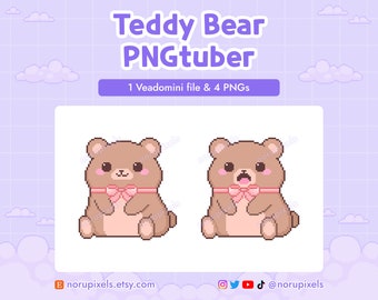 Teddy Bear PNGtuber Veadotube Mini for Twitch Stream OBS Discord | Cute Bear PNG tuber