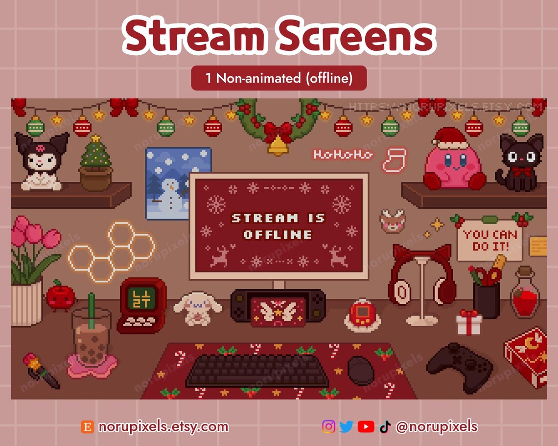 Animated Stream Screens Christmas Cozy Gamer Desk | Kawaii Twitch ...