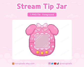 Kawaii Pink Bunny Pixel Art Stream Tip Jar | Twitch Donation Widget Overlay