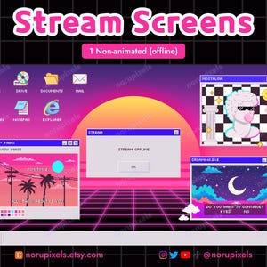 Retro Windows Vaporwave Twitch Stream Overlay Pack | Windows 95 Sunset ...
