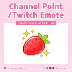 Strawberry Sparkles Pixel for Twitch Channel Points Icon | Strawberry Twitch Emote for Twitch Streams | 8 bit Pixel Art