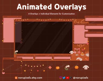 Cozy Fall Gamer Desk Animated Stream Overlays | Vtuber Overlay for Twitch Stream