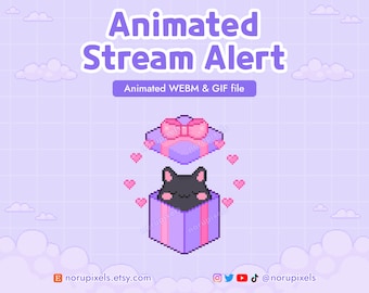 Avviso sub streaming dotato di Black Cat / Avviso sub animato dotato per Twitch Stream / Avviso streaming Black Cat
