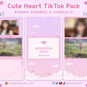 Kawaii Valentines Tiktok Stream Pack | Cute Hearts Tiktok stream Overlays | Vertical overlay for OBS Tiktok Live