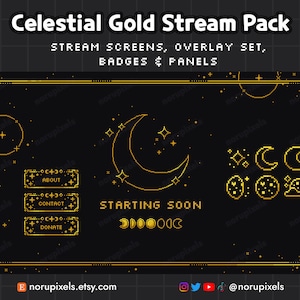 Celestial Dark Starry Twitch Stream Pack | Celestial Sky Overlay Stream-skärmar | Vtuber-vänlig
