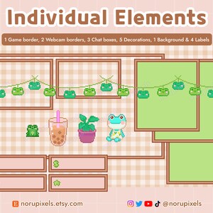Cozy Frog Desk Twitch Stream Overlay Package | Cute Frog Animated stream screens, Badges, Panels | Vtuber Friendly