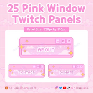 Pink Aesthetic Pop up Box Window Twitch Panels | Y2K Pink Sky Stream Panels | 8 Bit Pixel Art for Twitch Streamer