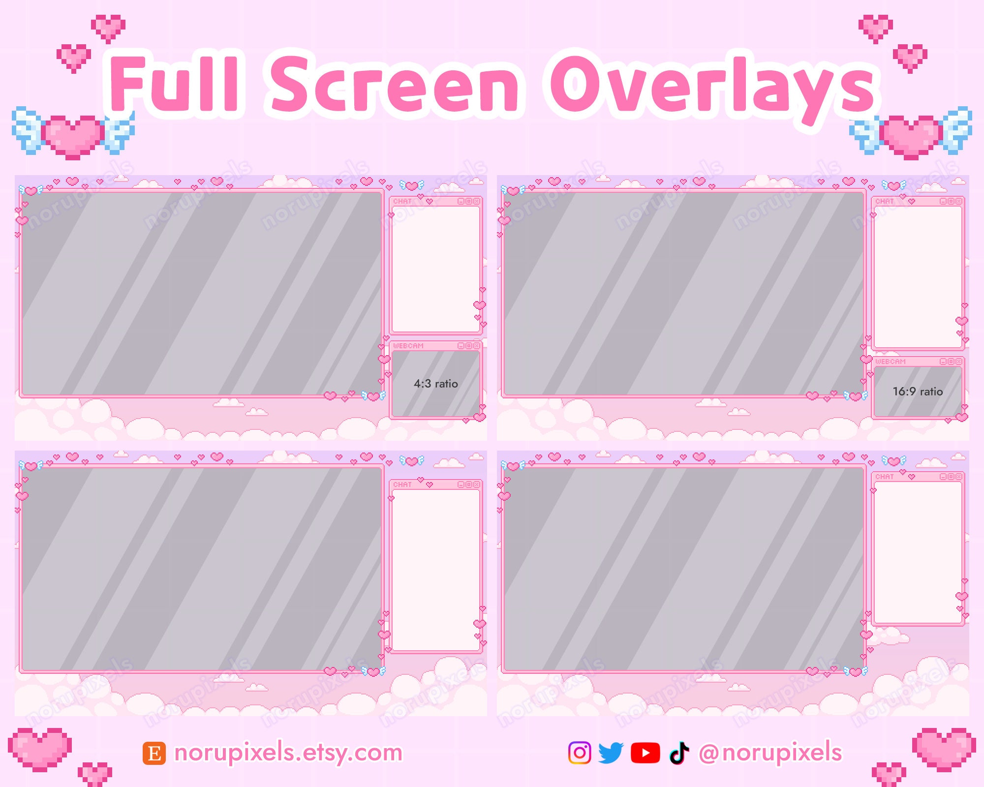 Photo inspiration: Visual Reference: Kawaii Valentines Twitch Stream Overlay Package