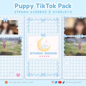 Puppy Tiktok Stream Pack | Blue Tiktok Live Stream Overlays | Vertical overlay for OBS Tiktok Live