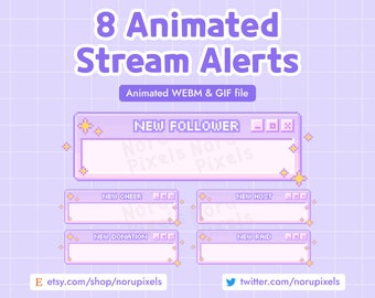 Animated Twitch Stream Alerts | Cute Y2K Aesthetic Pixel Window Popup | New Follower | Subscriber Alert | Donation Alert