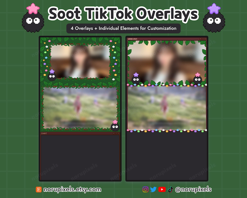 Superposiciones de Tiktok Live de Forest Soot / Superposiciones de transmisión de Tiktok Kawaii Cozy / Superposición vertical para OBS Tiktok Live imagen 2