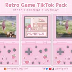 Pink Retro Gaming Tiktok Overlay | Kawaii Bunny Tiktok Overlays | Vtuber overlay for OBS Tiktok Live