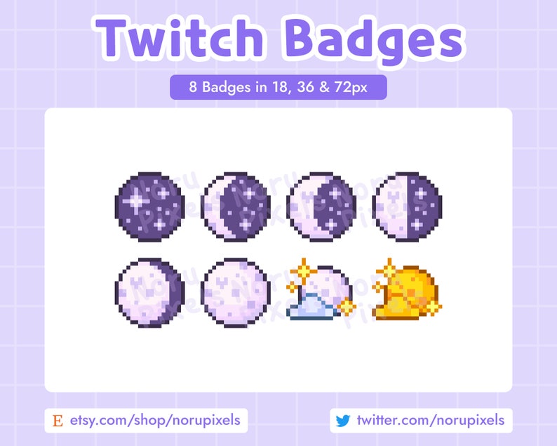Moon Phases Pixel Twitch Sub Badges Moon Bit Badges - Etsy