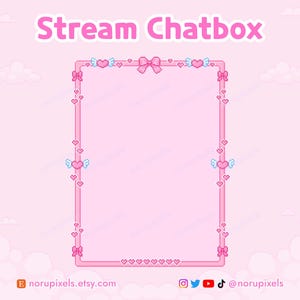 Kawaii Pixel Art Chat Box Overlay, Pink Winged Heart Just Chatting Asset, Coquette Stream Asset, Magical Girl VTuber UI