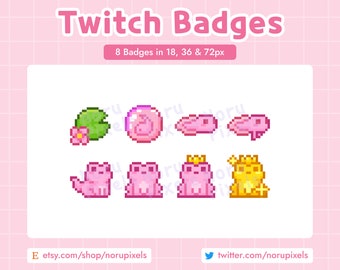 Pink Frog Twitch Sub Badges | Twitch Bit Badges |  Cute Frog badges for Twitch streams
