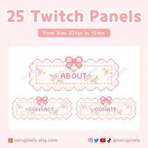 Coquette Aesthetic Twitch Panels | Ribbon Stream Panels | Pixel Art for Twitch Streams