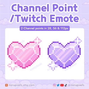 Pink Crystal Heart Twitch Channel Points Icon | Purple Heart Twitch Emote for Twitch Streams